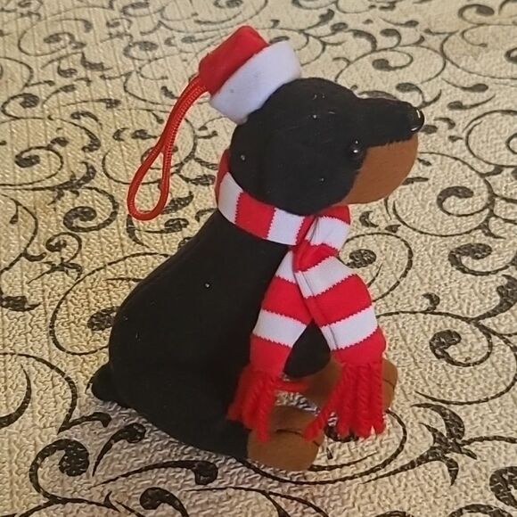 Festive Rotweiler Plush Ornament with Santa Hat - Picture 2 of 6